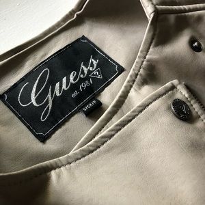 Guess Moto Asymmetrical Style Beige Zip Up Jacket